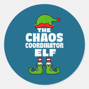 Weihnachtschaos-Koordinator-Elf Lustiges Weihnacht Runder Aufkleber