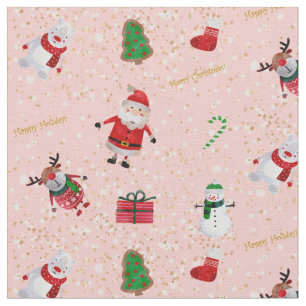 Weihnachtscharakter auf Rosa und GoldGlitzer Stoff