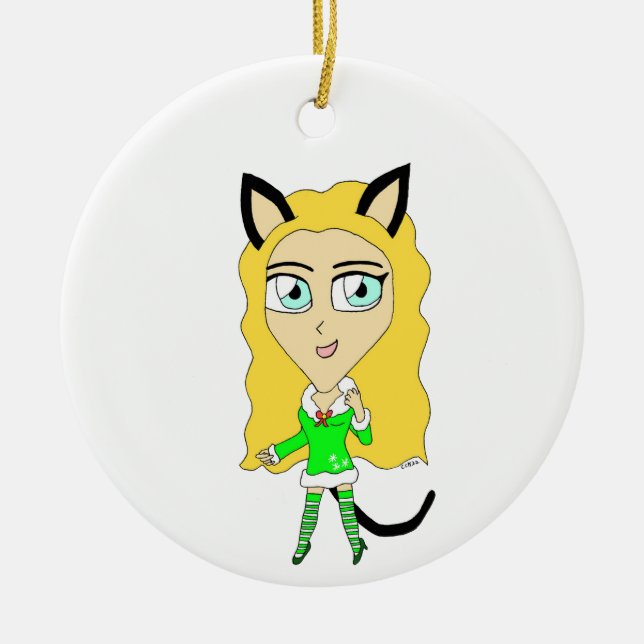 Weihnachtschibi Keramik Ornament (Vorne)