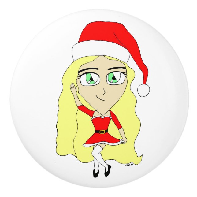 Weihnachtschibi Keramikknauf (Vorderseite)