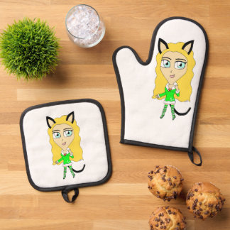 Weihnachtschibi Ofenhandschuh & Topflappen-Set