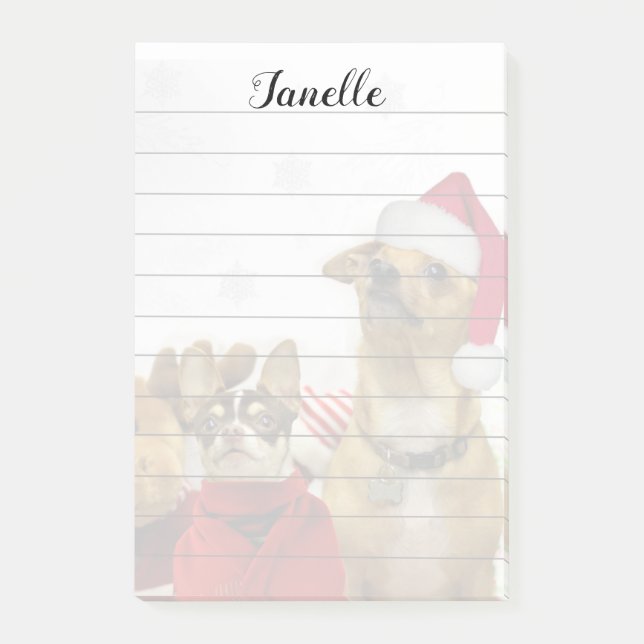 WeihnachtsChihuahua verfolgen Post-it Klebezettel (Vorderseite)