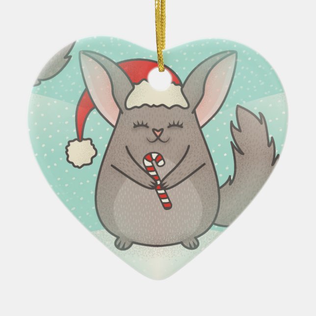 Weihnachtschinchillas Keramik Ornament (Vorne)