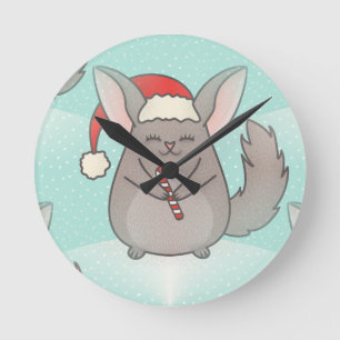 Weihnachtschinchillas Runde Wanduhr