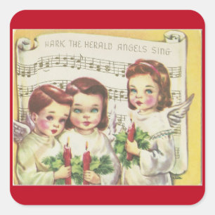 Weihnachtschor im Vintage-Stil Quadratischer Aufkleber