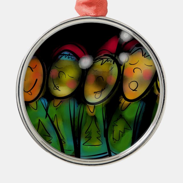 Weihnachtschor Silbernes Ornament (Vorne)