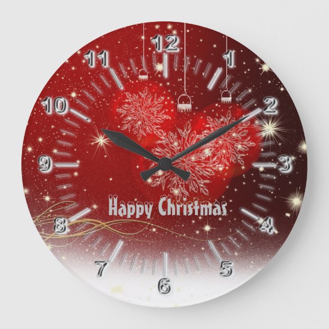 Weihnachtschromzahlen Große Wanduhr (Vorderseite)