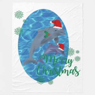 Weihnachtsclaus frohe Weihnachtsdolphindecke Fleecedecke