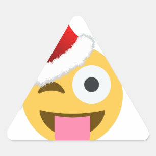 Weihnachtsclaus windet Emoji Dreieckiger Aufkleber