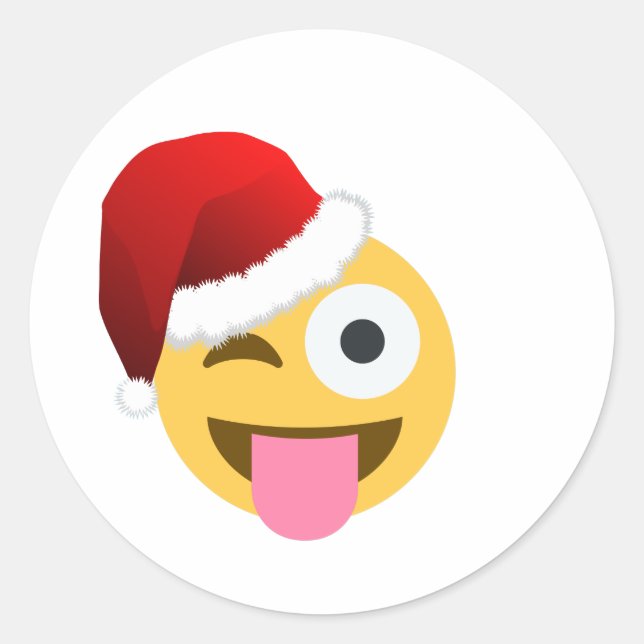 Weihnachtsclaus windet Emoji Runder Aufkleber (Vorderseite)