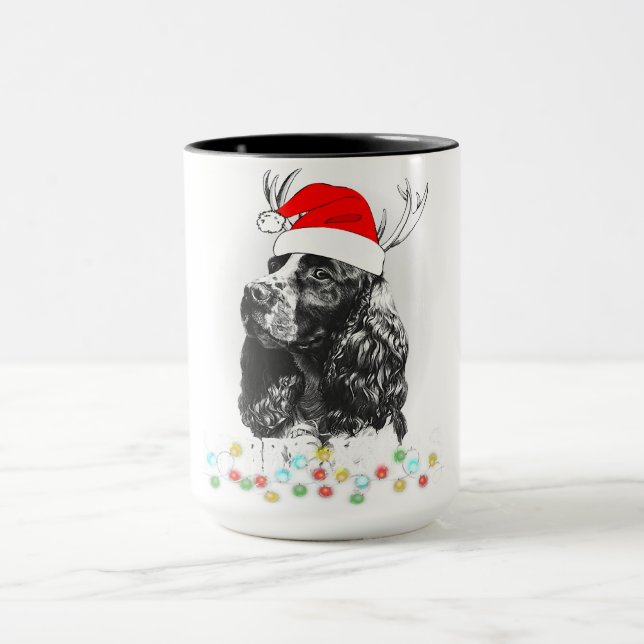 Weihnachtscocker Spaniel Hund Funny Xmas Santa Dog Tasse (Zentrum)