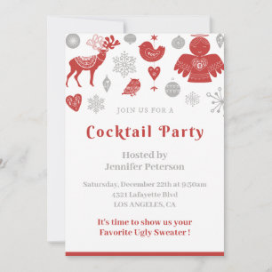 Weihnachtscocktail Einladung Classic Grau