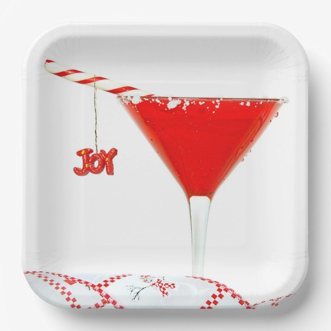 Weihnachtscocktail mit Candy Cane Pappteller (Vorderseite)