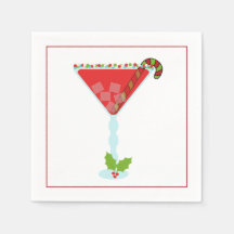 Weihnachtscocktail Napkin mit Martini, Oliven und
