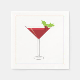 Weihnachtscocktail Napkin mit Martini, Oliven und Serviette
