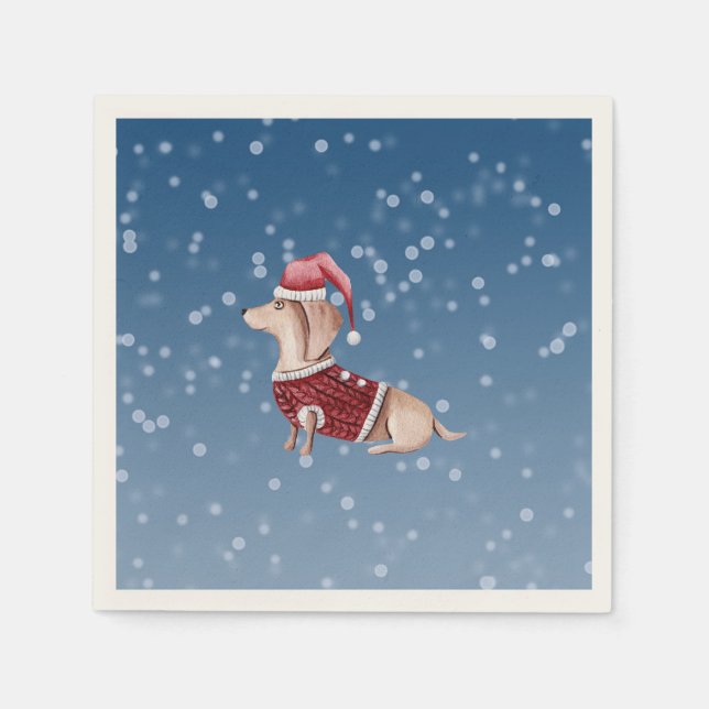 Weihnachtscocktail Napkins Dackel Paper Napkins Serviette (Vorderseite)