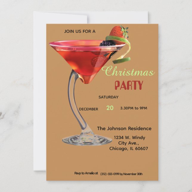 Weihnachtscocktail-Party Einladung (Vorderseite)