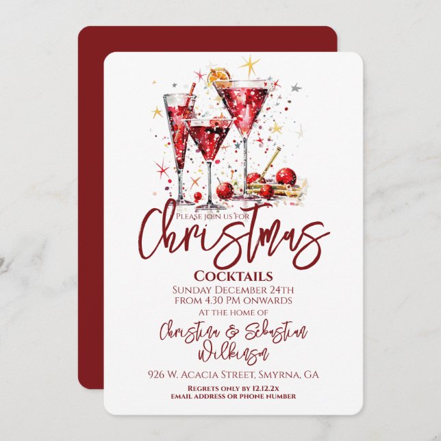 Weihnachtscocktail-Party Einladung (Vorne/Hinten)