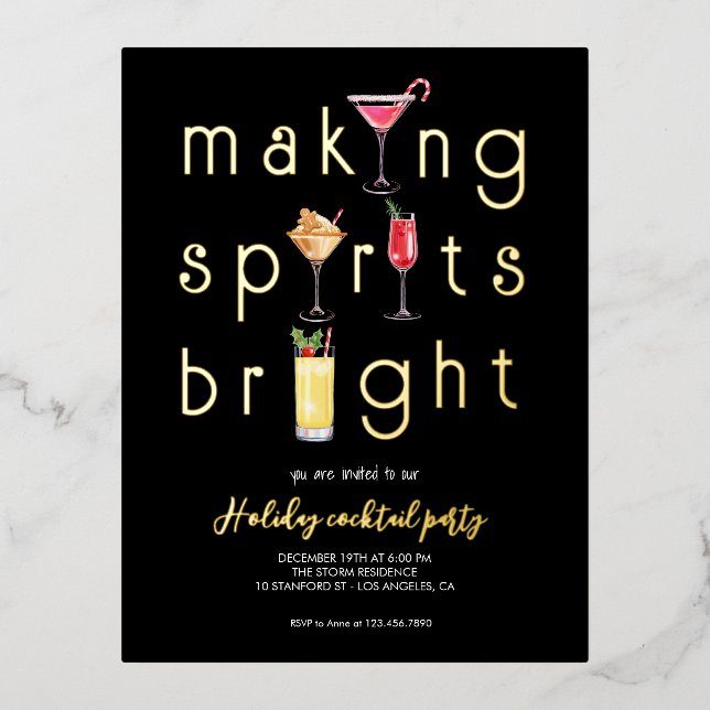 Weihnachtscocktail-Party Einladung (Vorderseite)