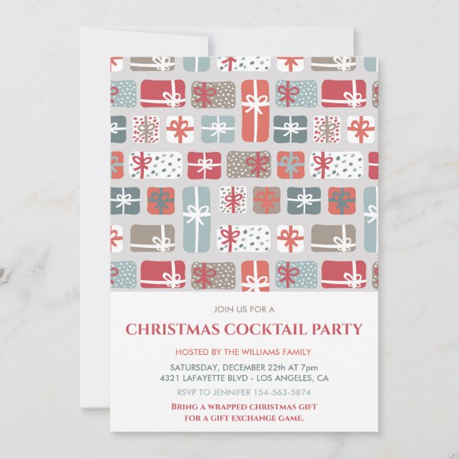 Weihnachtscocktail Party Einladung Geschenke Muste (Vorderseite)