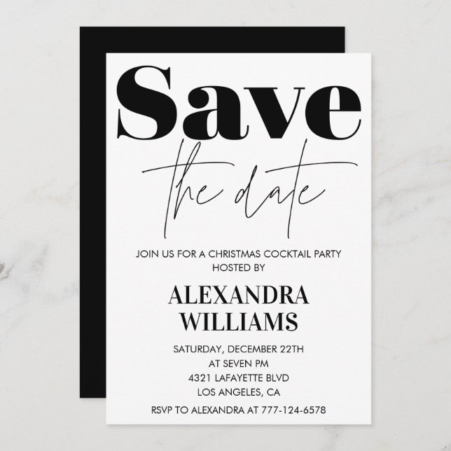 Weihnachtscocktail-Party Einladungen Save the Date (Vorne/Hinten)