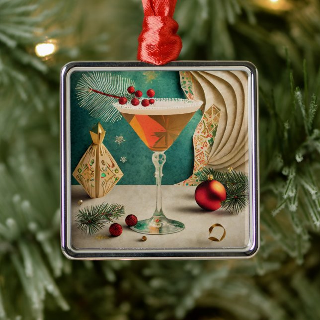 Weihnachtscocktail Party Happy Hour Ornament Aus Metall (Baum)