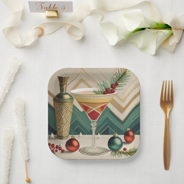 Weihnachtscocktail Party Happy Hour Pappteller (Hochzeit)