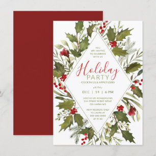 Weihnachtscocktail Party Wasserfarbe Vintag Heilig Einladung