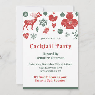 Weihnachtscocktail schöne nordische Muster grün Einladung