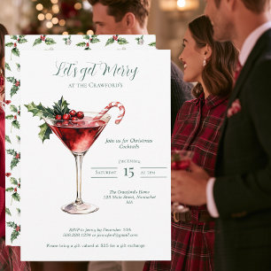 Weihnachtscocktail Stechpalmen-Martini-Feierparty Einladung