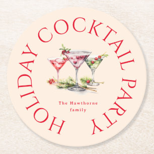 Weihnachtscocktail's Elegantes Party Runder Pappuntersetzer