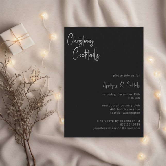 Weihnachtscocktails Moderne Script Holiday Party Einladung (Von Creator hochgeladen)