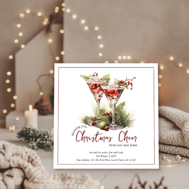 Weihnachtscocktails Neue Zuhause Weihnachten (Christmas Cheer New Home Card from the Holiday Moving Announcements Collection by Darling & May)