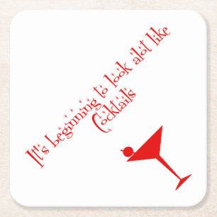 Weihnachtscocktails Retro 50er Style Paper Napkins Rechteckiger Pappuntersetzer