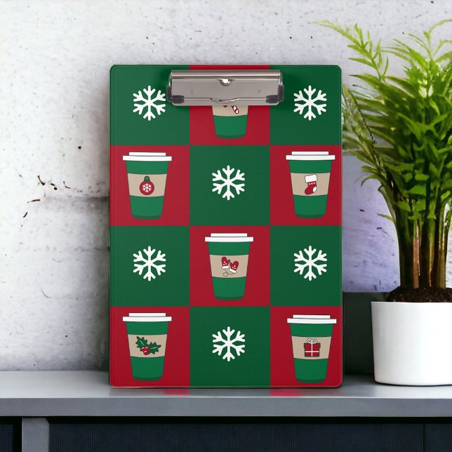 Weihnachtscoffes Schneeflocken Urlaub Klemmbrett (Von Creator hochgeladen)