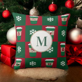 Weihnachtscoffes Snowflakes Holiday Monogram Kissen