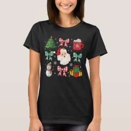 Weihnachtscollage im Vintage-Stil mit Santa, Baum  T-Shirt