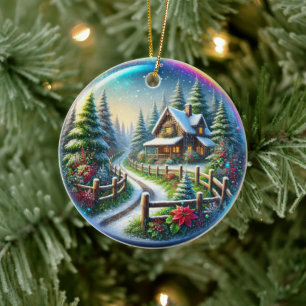 Weihnachtscollage Keramik Ornament