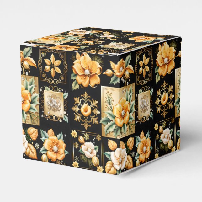 WeihnachtsCollage mit Gold und Weiß-Blume Geschenkschachtel (Vorderseite)