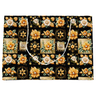 WeihnachtsCollage mit Gold und Weiß-Blume Große Geschenktüte