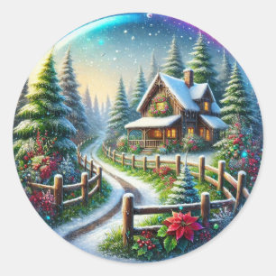 Weihnachtscollage Runder Aufkleber