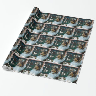 Weihnachtscollie am Fenster Geschenkpapier