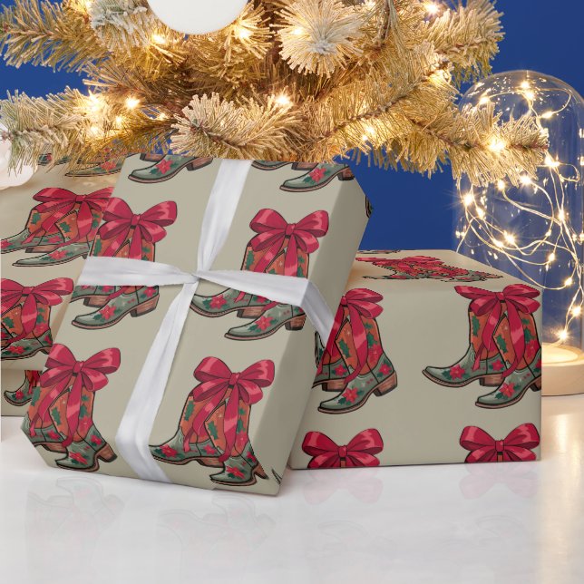 Weihnachtscoquette Boots Western Cowgirl Xmas Geschenkpapier (Feiertage)
