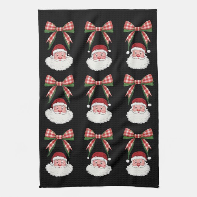 Weihnachtscoquette Bow Santa Vintage Weihnachten R Geschirrtuch (Vertikal)