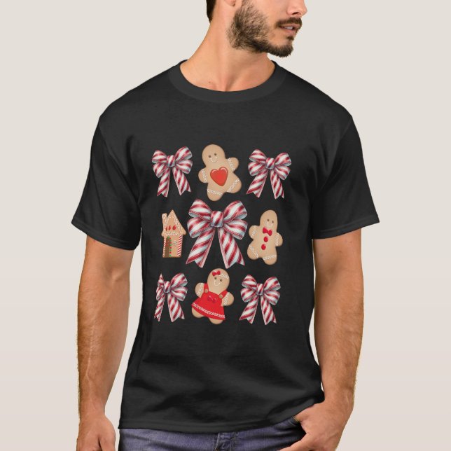 Weihnachtscoquette Bows mit Candy Canes Gingerbre T-Shirt (Vorderseite)
