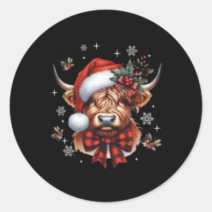 Weihnachtscoquette Hochland Kuh Niedlich Moo Cow X Runder Aufkleber
