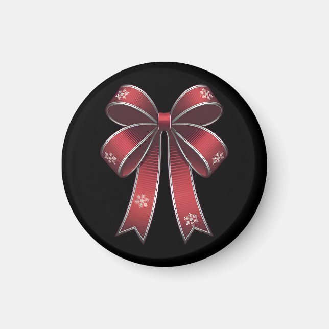 Weihnachtscoquette Roter Bogen mit Schneeflocken Magnet (Vorne)