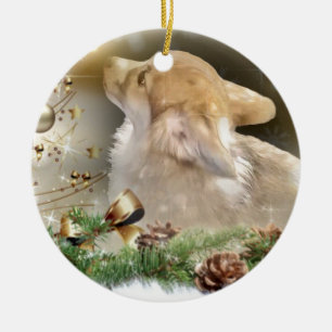 Weihnachtscorgi-Welpe Keramikornament