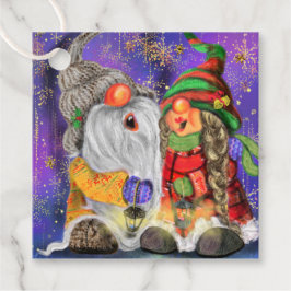 Weihnachtscouple Gnomes Gift Tags Geschenkanhänger