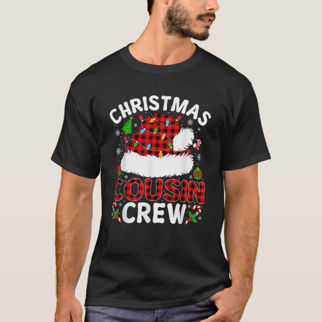 WeihnachtsCousin Crew Buffalo Karierte Weihnachtsm T-Shirt (Vorderseite)